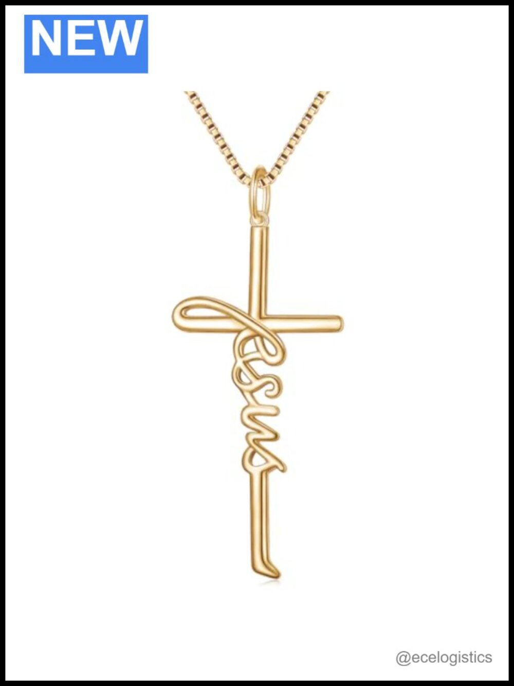 925 Sterling Silver Cross Pendant Necklace 18in Box Chain Christian